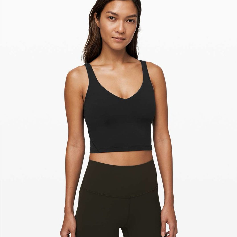 Lululemon Athletica Black Scoop Neck Align Bra Crop Tank Top Built In Bra Sz 6